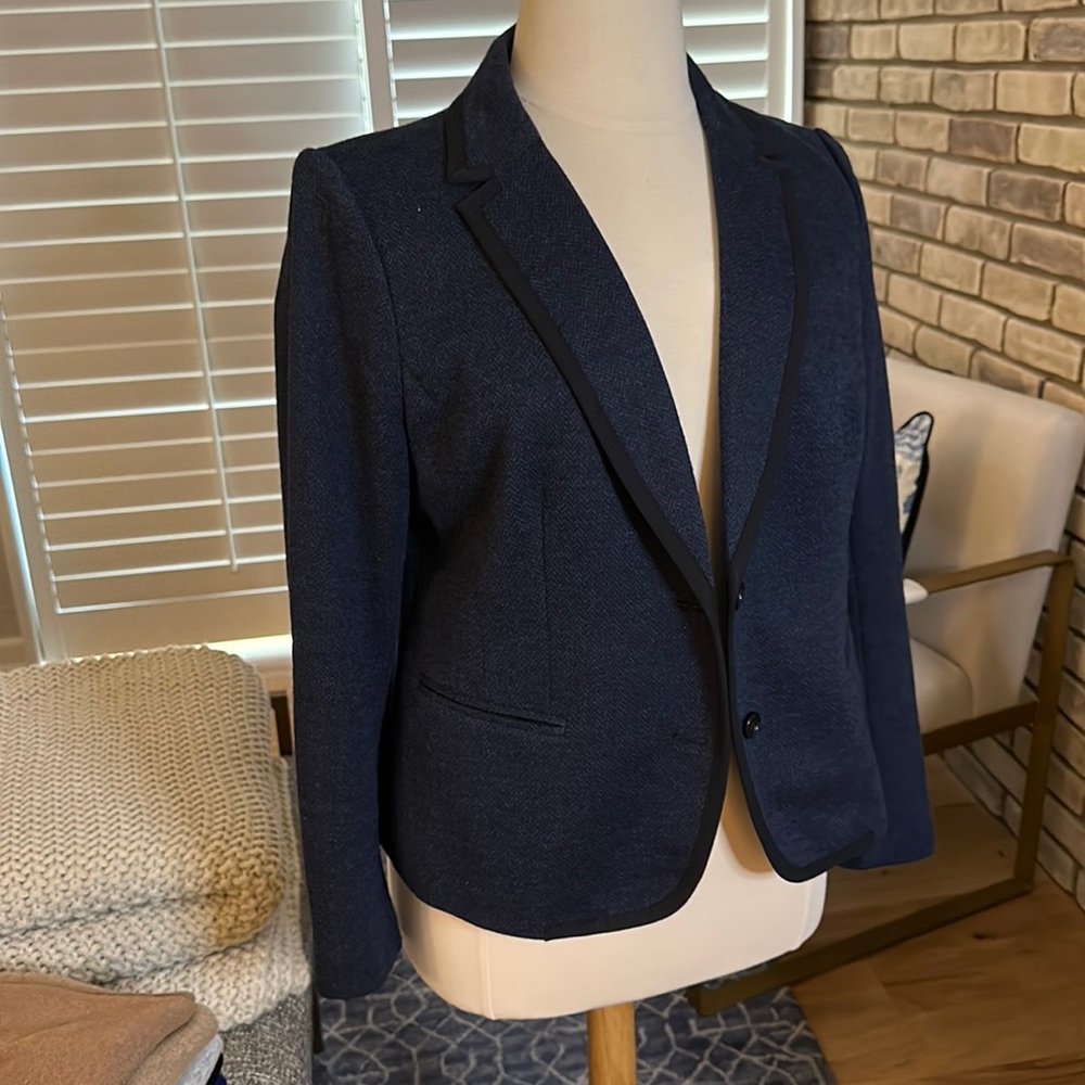LOFT Blue Wool-Blend Blazer.
